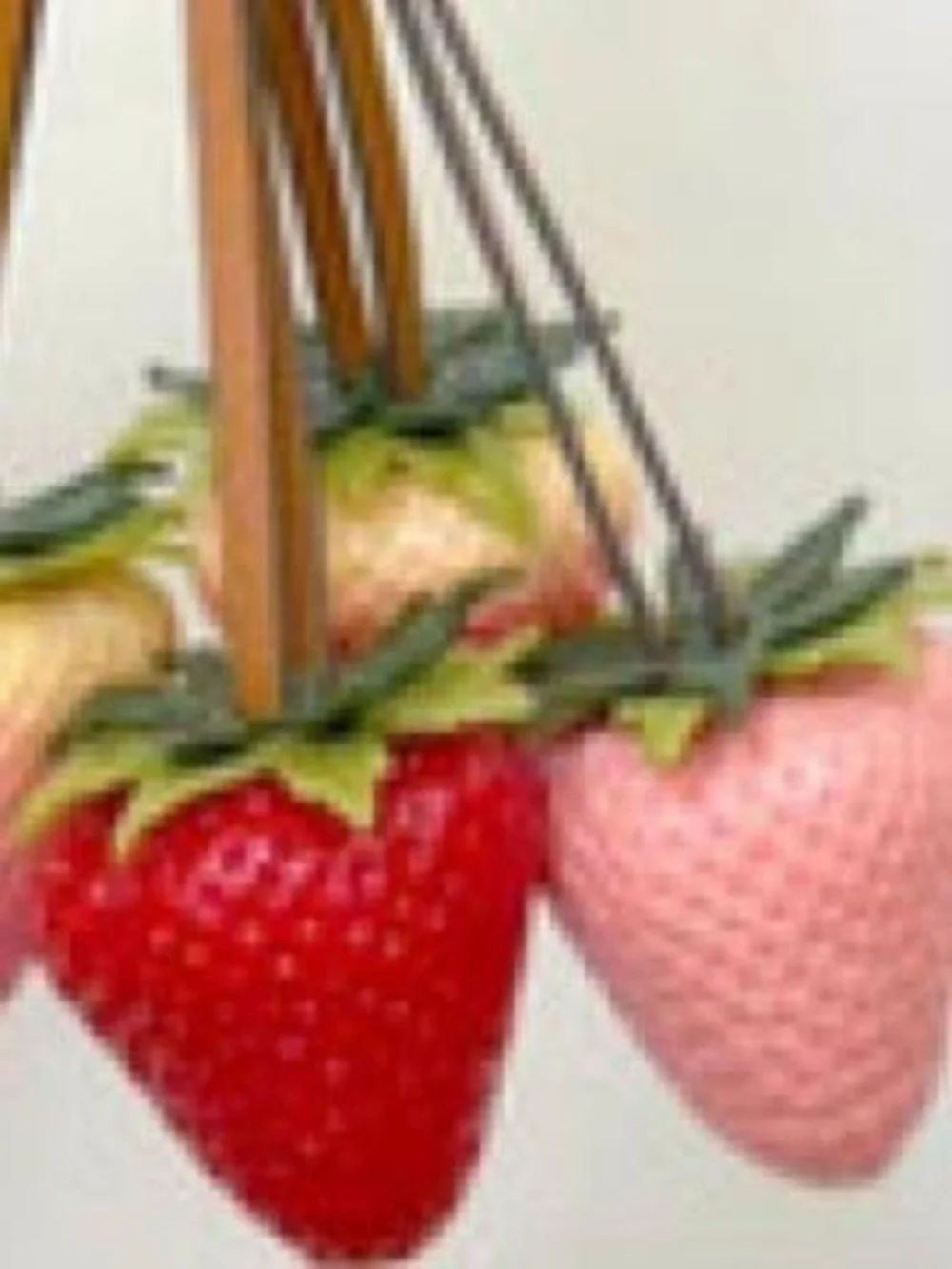Pink Strawberry Charm Keychain with Green Leaf Accents